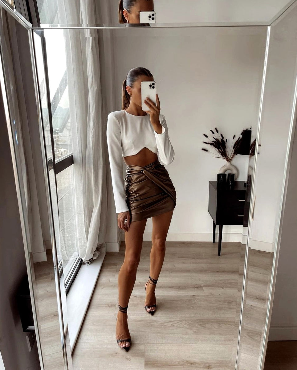 Jupe en Cuir Camel – Question Look