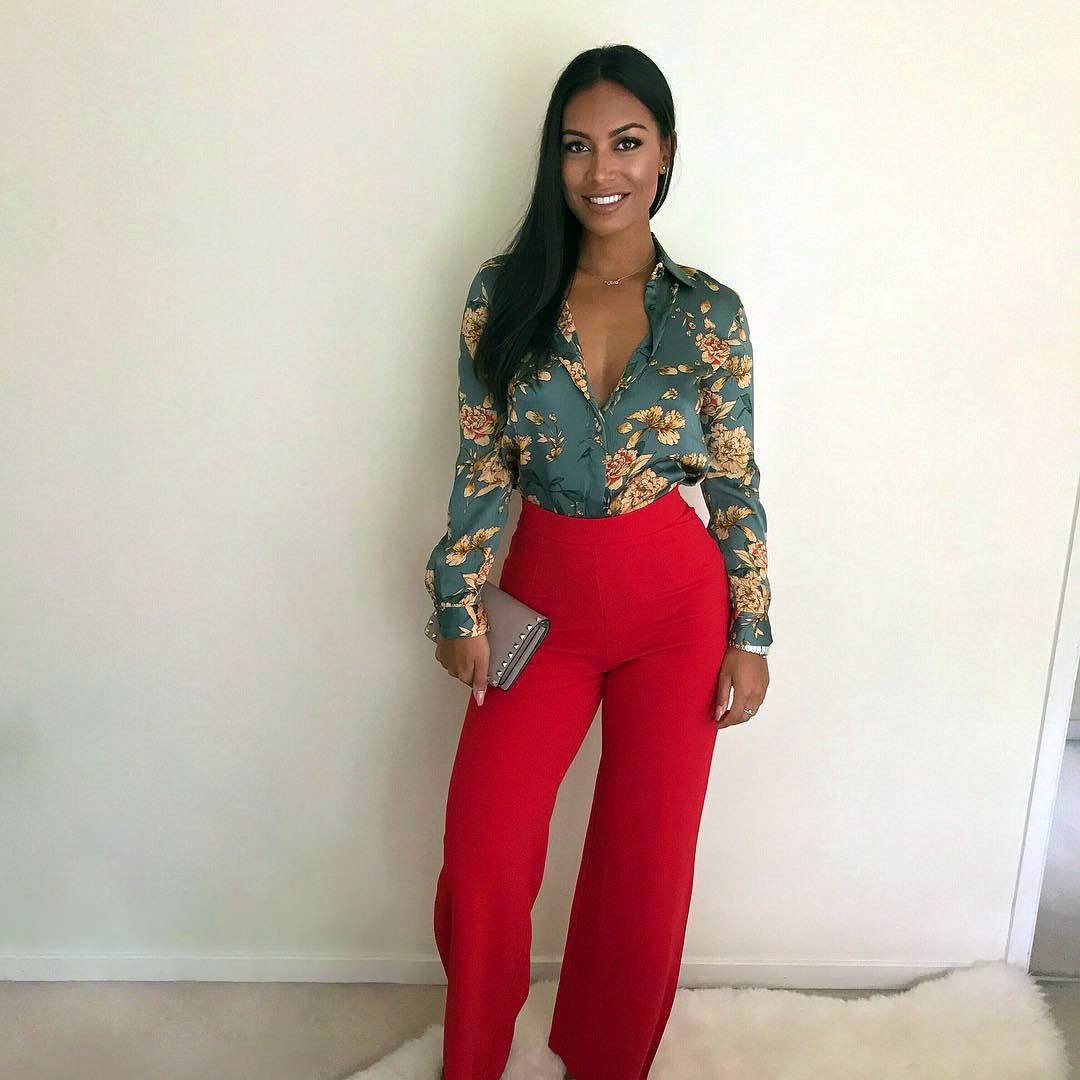 Pantalon Taille Haute Red Question Look