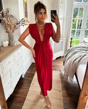 Robe Longue Drapée Red