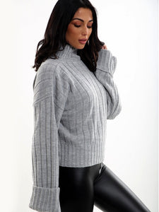 Pull Col Haut Grey