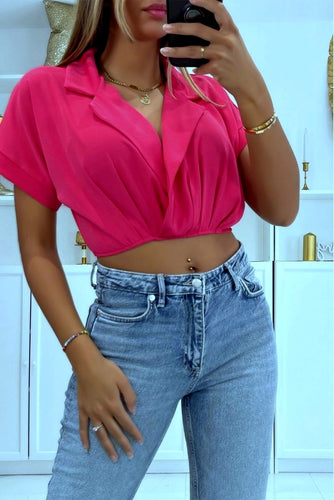 Blouse Crop Top Fuchsia