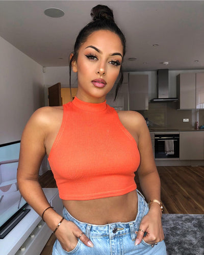 Crop Top Côtelé Orange