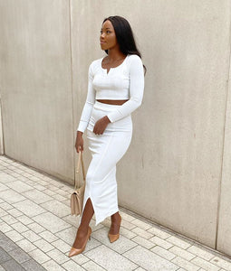 Ensemble Assorti Jupe et Top White