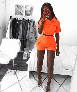 Ensemble Assorti Short et Top Orange