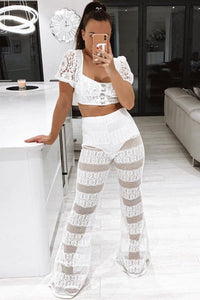Pantalon en Crochet White