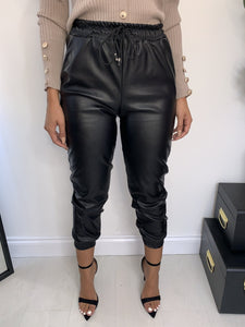 Pantalon Jogging en Cuir Black