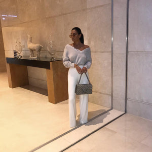 Pantalon Taille Haute White