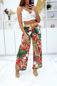 Pantalon Tropical à Ceinture Red