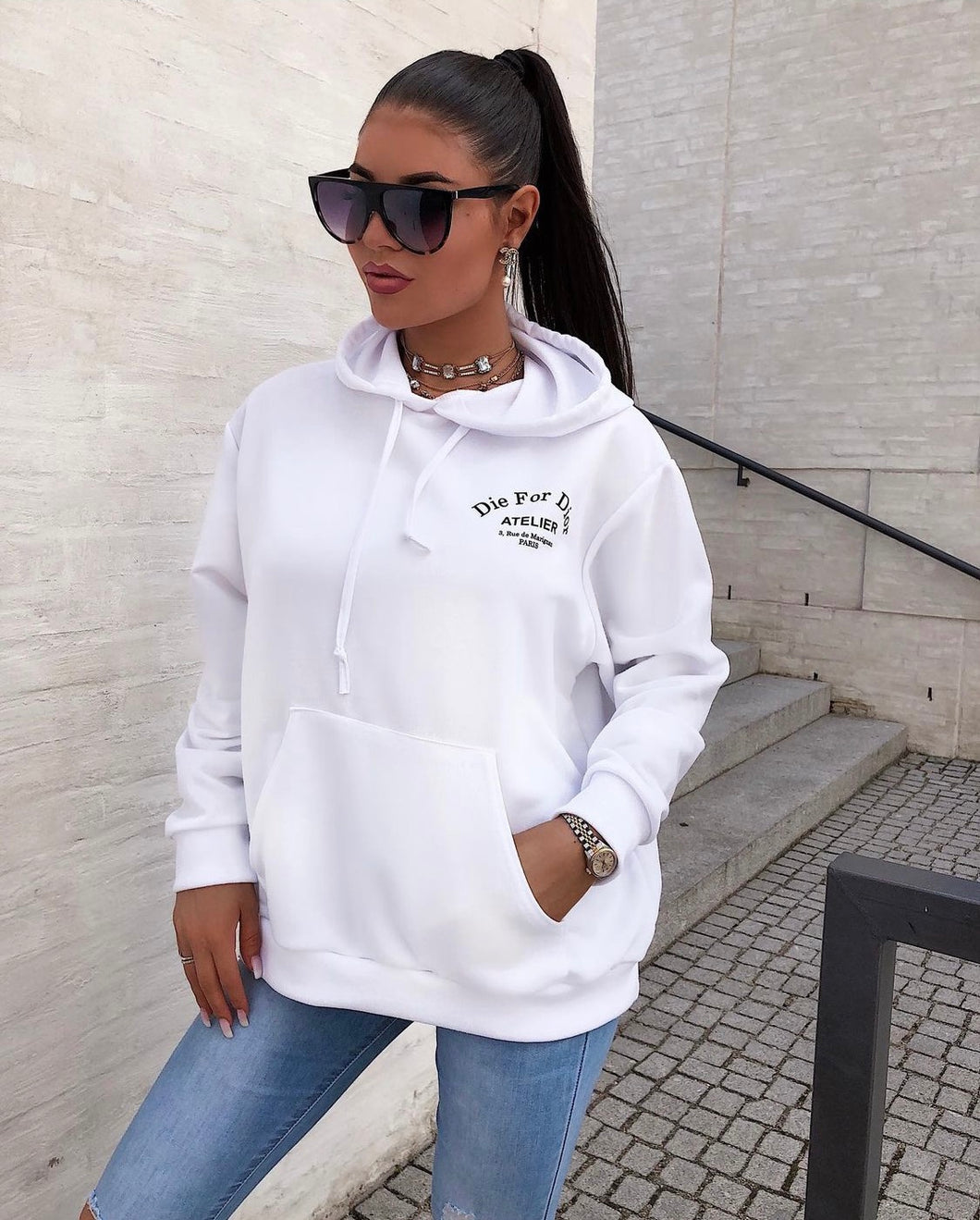 Sweat Capuche Die For Dior Oversize White