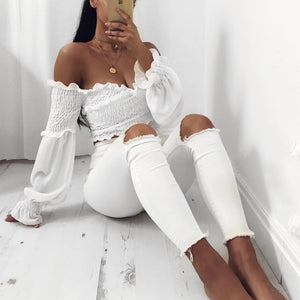 Top Bardot White