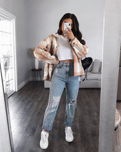 Veste Chemise à Carreaux Beige